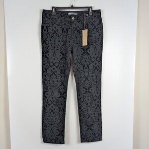 Levi's Mid Rise Skinny Jeans Black Textured Pattern Womens 14M